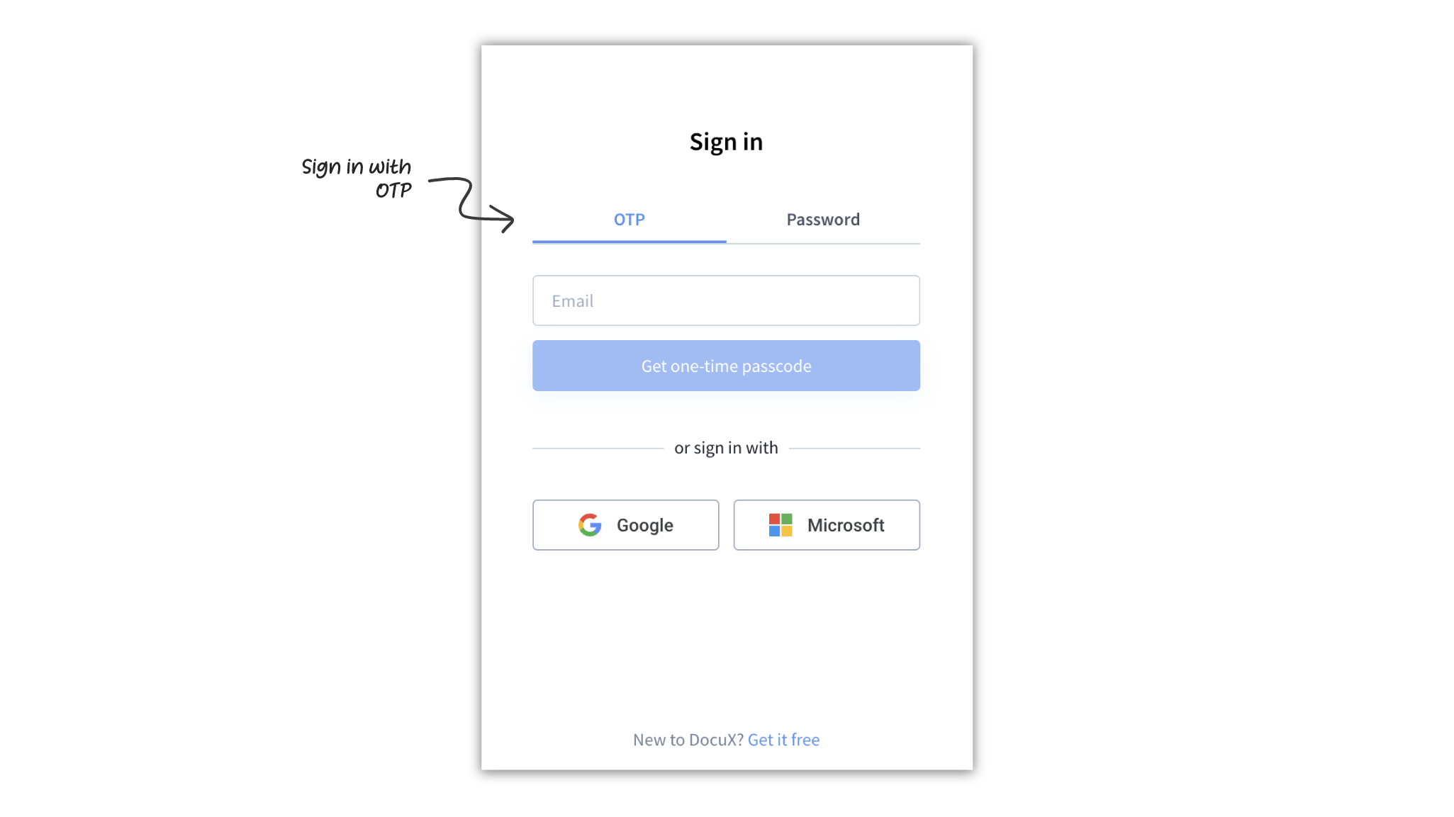 Sign in with OTP